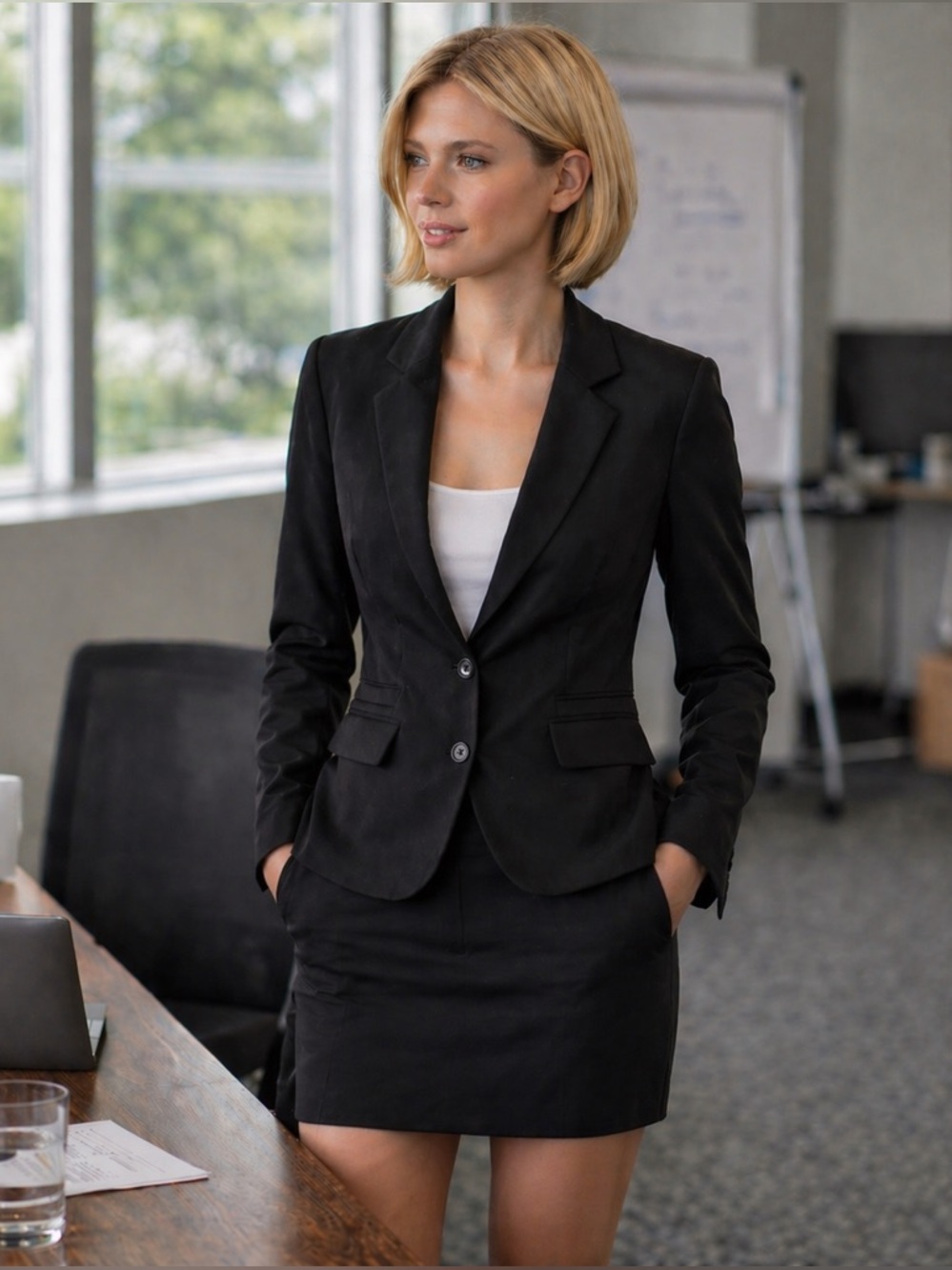 Banana Republic Black Two-Button Tailored Blazer